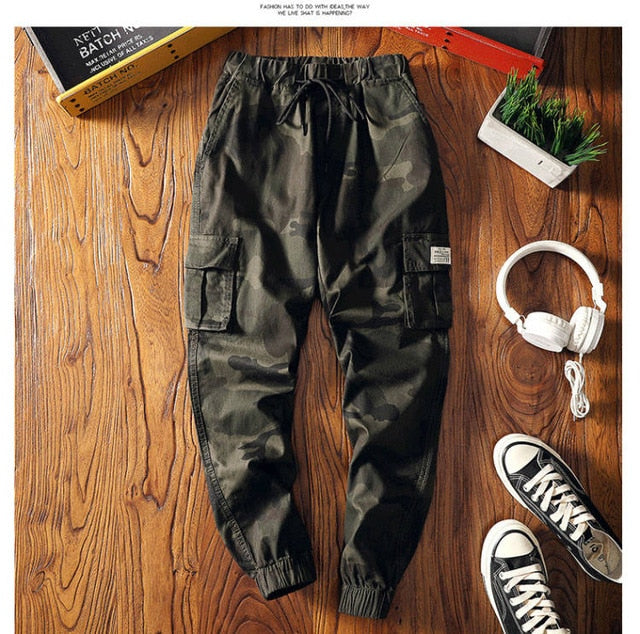 Camouflage Streetwear Cargo Pants Women Casual Joggers Black High Waist Loose Trousers