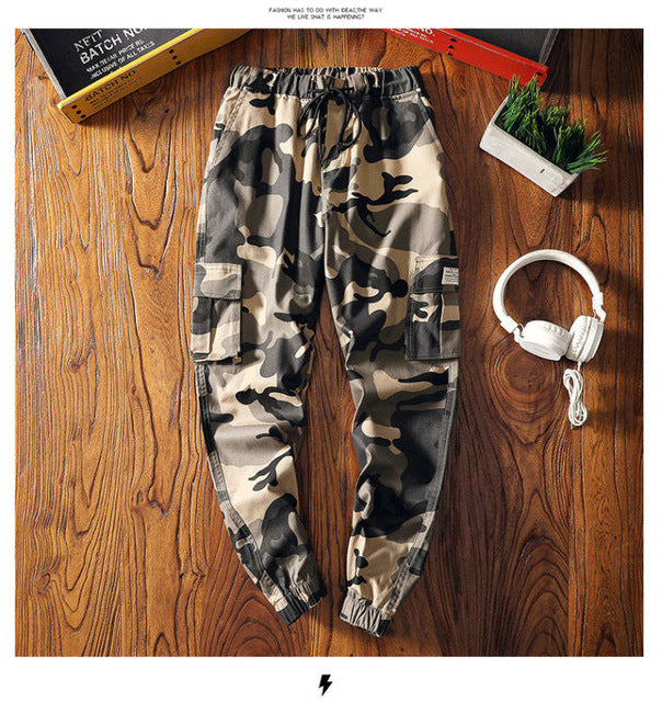 Camouflage Streetwear Cargo Pants Women Casual Joggers Black High Waist Loose Trousers