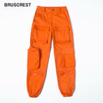 Women Black/ Orange/ Blue Cargo Pants Loose Pockets Baggy Trousers Casual Streetwear