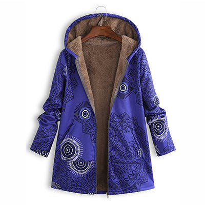 Hoodies Print Parka Winter Coats Women Thicken Velvety Plus Size Liner Tops