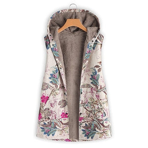 Hoodies Print Parka Winter Coats Women Thicken Velvety Plus Size Liner Tops