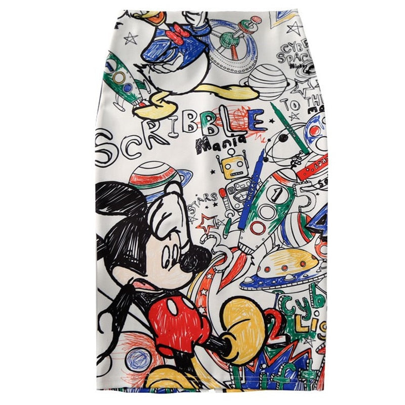 New 2019 Summer Autumn Fashionable Cartoon Pattern Pencil Skirt For All Events