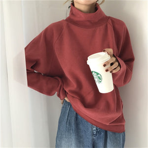 Casual Loose Sweater Women Turtleneck Knitted Tops Autumn Batwing Sleeve Pullovers