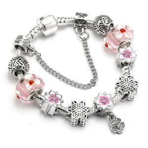 BAOPON Vintage Silver Color Charms Bracelets for Women DIY Crystal Beads Fine Bracelets