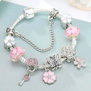 BAOPON Vintage Silver Color Charms Bracelets for Women DIY Crystal Beads Fine Bracelets