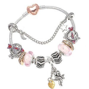 BAOPON Vintage Silver Color Charms Bracelets for Women DIY Crystal Beads Fine Bracelets