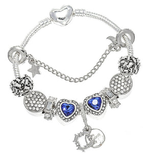 BAOPON Vintage Silver Color Charms Bracelets for Women DIY Crystal Beads Fine Bracelets