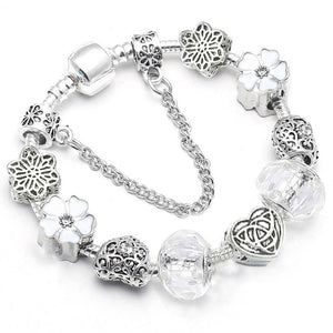 TOGORY New Fashion Crystal & Glass Sunflower Dangles Charm Bracelet Fit Snake Chain