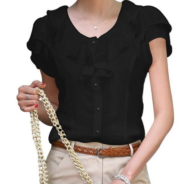 Women Chiffon Top Lace Casual Shirt Ladies Sleeveless plus S-5XLO