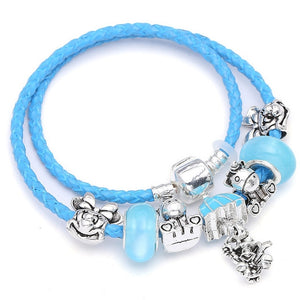 Mickey Minnie Leather Bracelet For Women Charm Bracelets Handmade Jewelry