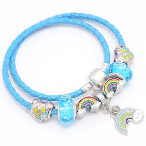 Mickey Minnie Leather Bracelet For Women Charm Bracelets Handmade Jewelry