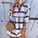 VIEUNSTA 3XL Women Casual Printed Three Quarter Sleeve Dress