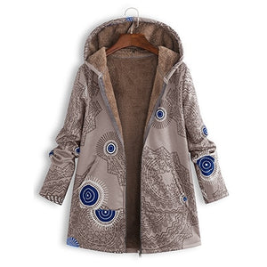 Hoodies Print Parka Winter Coats Women Thicken Velvety Plus Size Liner Tops