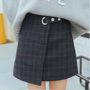 2019 Women'S Ulzzang Autumn And Winter Harajuku Thickened Woolen Plaid Skirt