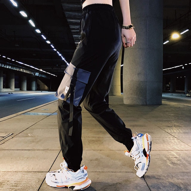 Camouflage Streetwear Cargo Pants Women Casual Joggers Black High Waist Loose Trousers