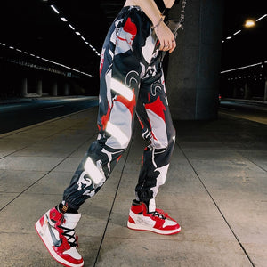 Camouflage Streetwear Cargo Pants Women Casual Joggers Black High Waist Loose Trousers