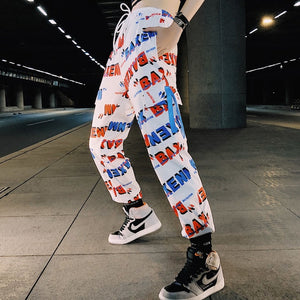 Camouflage Streetwear Cargo Pants Women Casual Joggers Black High Waist Loose Trousers