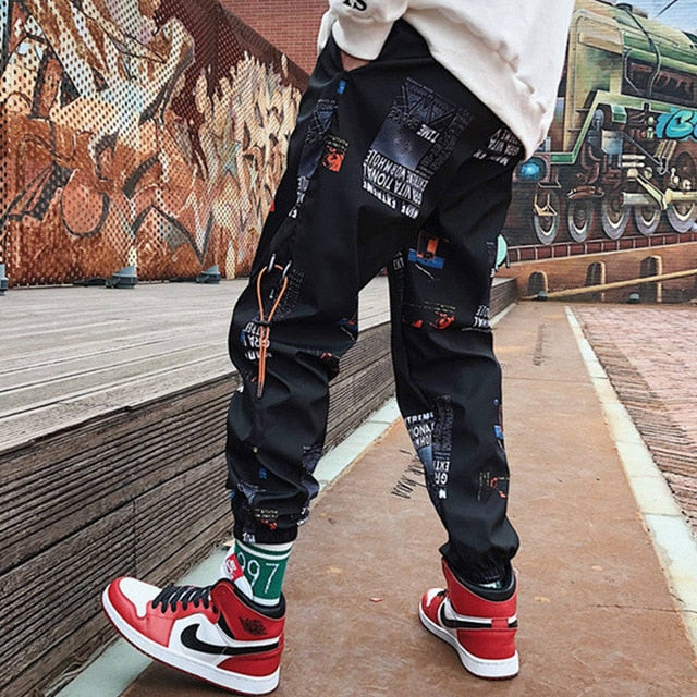 Streetwear Cargo Pants Women Casual Joggers Black High Waist Loose