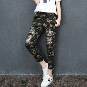 Camouflage Streetwear Cargo Pants Women Casual Joggers Black High Waist Loose Trousers