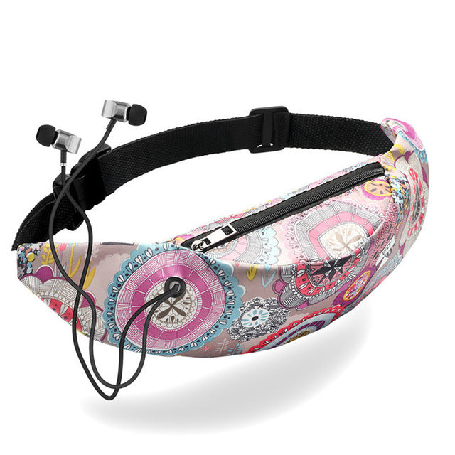 Floral Printing Waist Bags Sport Pocket Casual Multi-Purpose Handbags