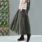 Women Long Casual Corduroy Skirt