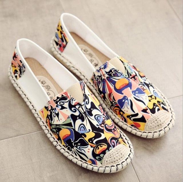 Women Sneakers  Flat Canvas Shoes 2019 New Autumn Fashion Women Flat Printing Shoes