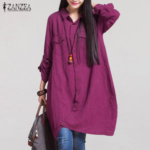 Vintage Turtleneck Hoodies Dress Women Check Sundress ZANZEA 2019