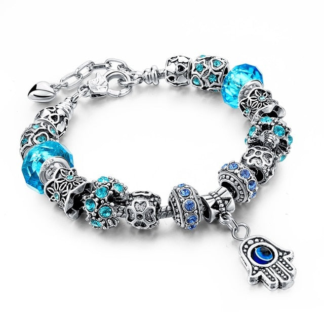 Szelam Charm Bracelets Red/Blue/Purple For Women Crystal Beads Evil Eye Bracelets