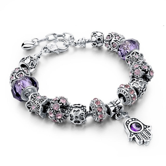 Szelam Charm Bracelets Red/Blue/Purple For Women Crystal Beads Evil Eye Bracelets