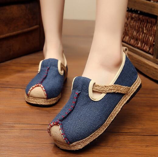 Fashionable Veowalk Womens Casual Plain Linen Cotton Loafers Old Beijing Walking Flat Shoes