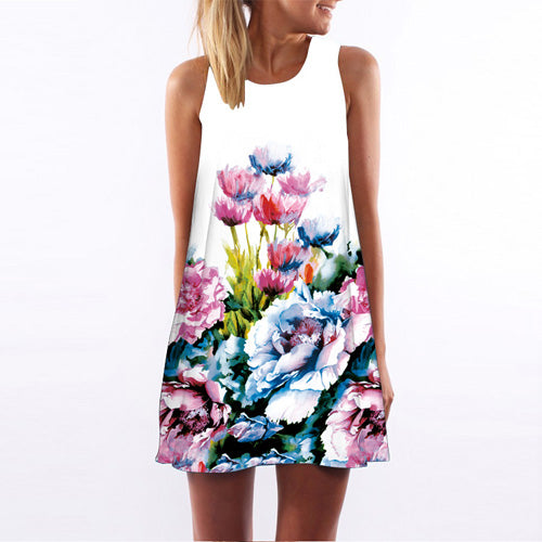 Women Floral Print Chiffon Dress