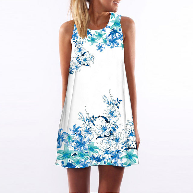 Women Floral Print Chiffon Dress