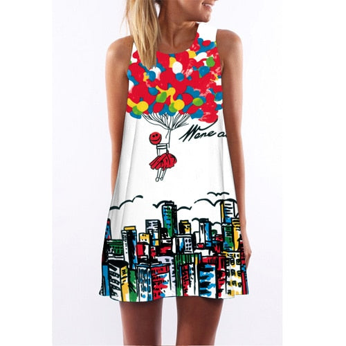 Women Floral Print Chiffon Dress