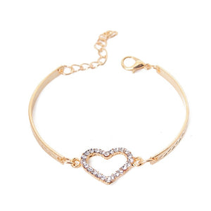 Fashion CZ Gold Color Crystal Heart Charm Bracelets for Women