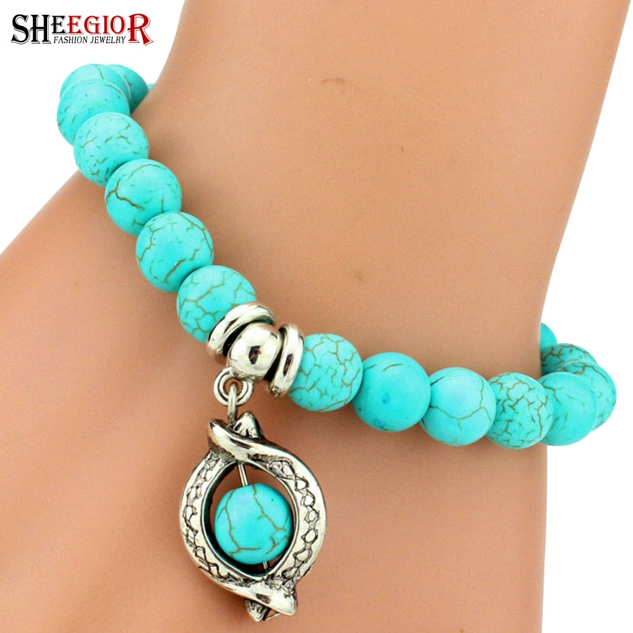 SHEEGIOR Boho Vintage Turquoises Bracelets For Women