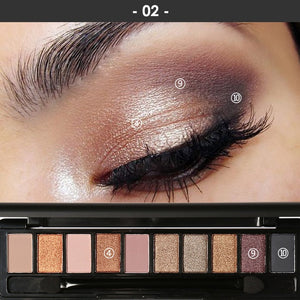 Focallure 10Pcs Makeup Palette Natural Eye Makeup Light Eye Shadow Makeup Shimmer Matte Eyeshadow Palette Set