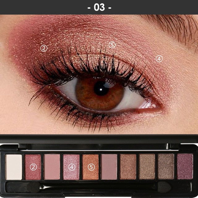 Focallure 10Pcs Makeup Palette Natural Eye Makeup Light Eye Shadow Makeup Shimmer Matte Eyeshadow Palette Set