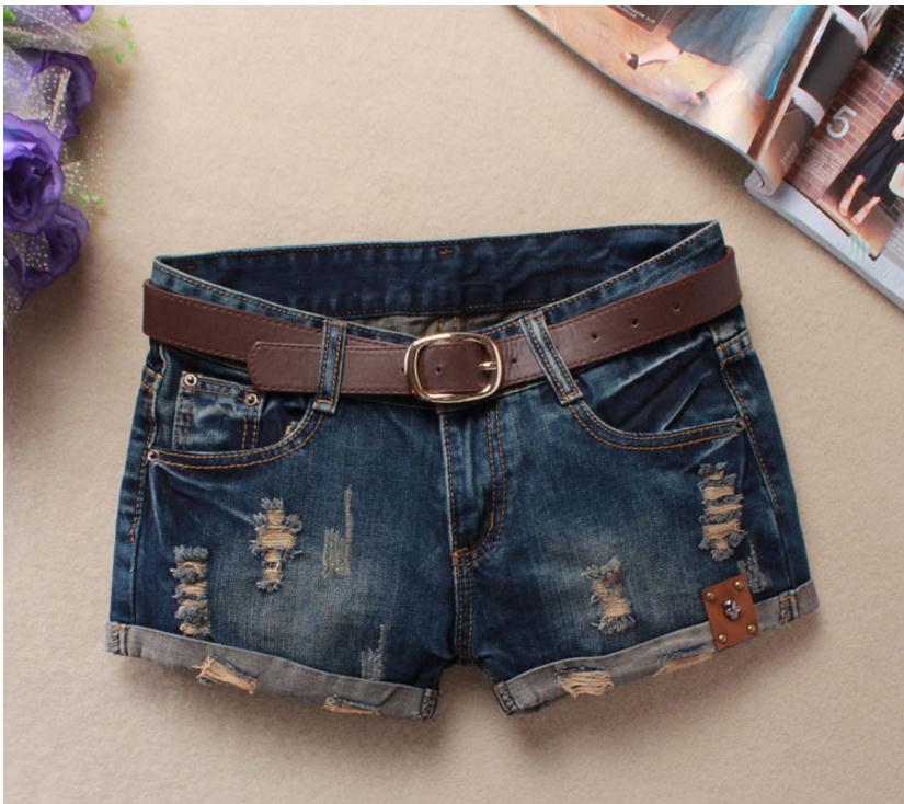 Denim Shorts For Women Sexy Mini Shorts Rivet Holes Low Waist