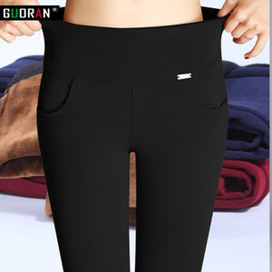 Winter Warm High Elastic Waist Casual Stretch Pants Skinny Pencil S-6XL