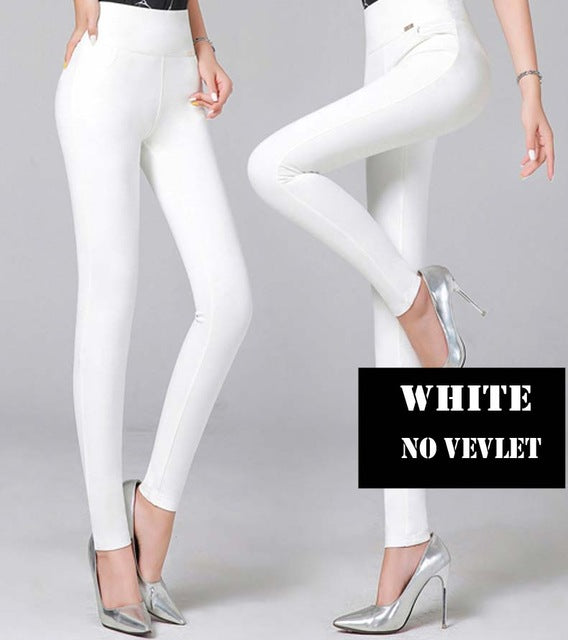 Winter Warm High Elastic Waist Casual Stretch Pants Skinny Pencil S-6XL