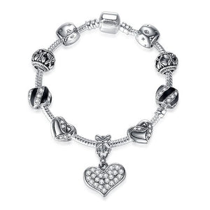 High Quality Heart Charms Beads fit Original Silver Bracelet Crystal Beads Bracelets & Bangles