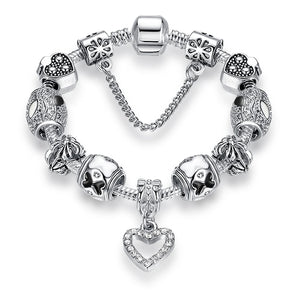 High Quality Heart Charms Beads fit Original Silver Bracelet Crystal Beads Bracelets & Bangles