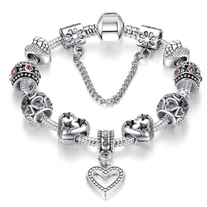 High Quality Heart Charms Beads fit Original Silver Bracelet Crystal Beads Bracelets & Bangles