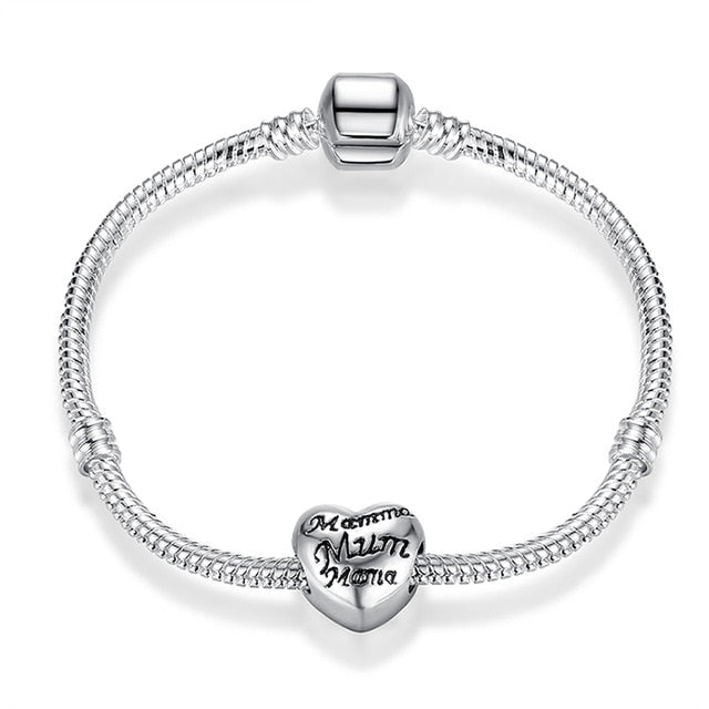 High Quality Heart Charms Beads fit Original Silver Bracelet Crystal Beads Bracelets & Bangles