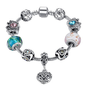 High Quality Heart Charms Beads fit Original Silver Bracelet Crystal Beads Bracelets & Bangles