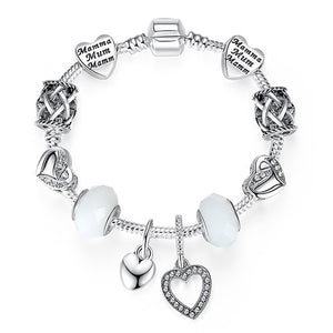 High Quality Heart Charms Beads fit Original Silver Bracelet Crystal Beads Bracelets & Bangles