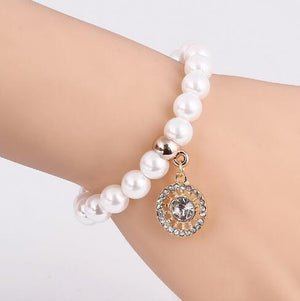 GR Jewelry Best Friends Gift For Children Imitation Pearl Bracelet Women Geometric Charms