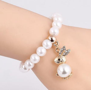 GR Jewelry Best Friends Gift For Children Imitation Pearl Bracelet Women Geometric Charms