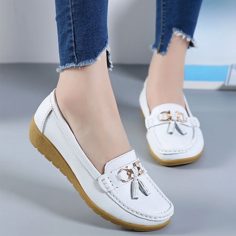 Women Shoes Flats Cut Out Leather Casual Breathbale Moccains