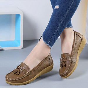 Women Shoes Flats Cut Out Leather Casual Breathbale Moccains